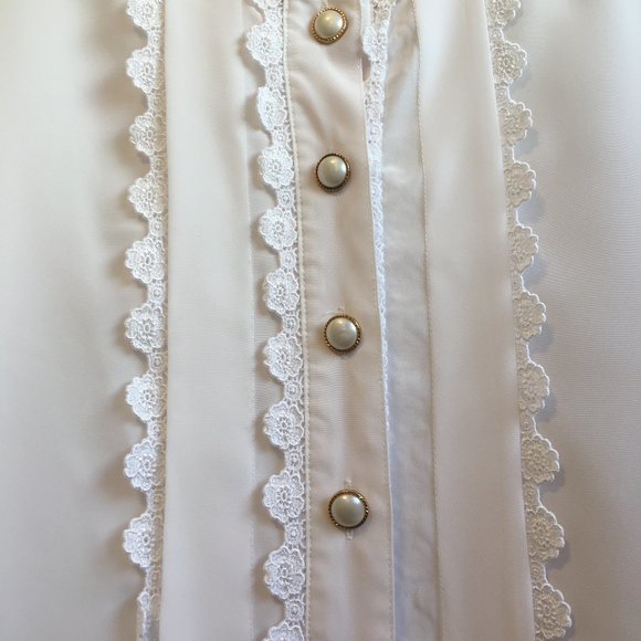 Vintage 80s - 90s Blouse with Lace Detail - Picture 3 of 7